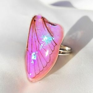 Butterfly cicada wing ring pink valentine's day gift
